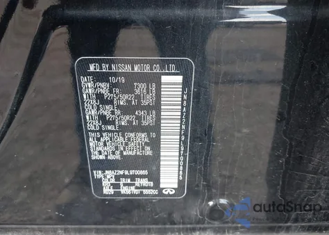 2020 Infiniti Qx80 Luxe z USA, uszkodzony, nr VIN JN8AZ2NF9L9700865